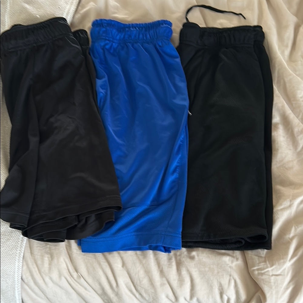 Nike Men’s Black and Blue Shorts Trio - size small